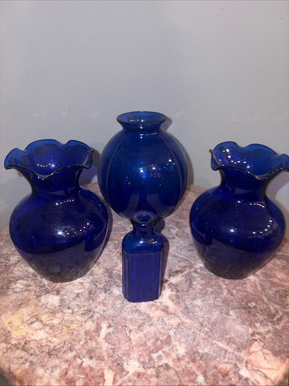 Cobalt Blue Glass Vase Set - Elegant Decorative Accent